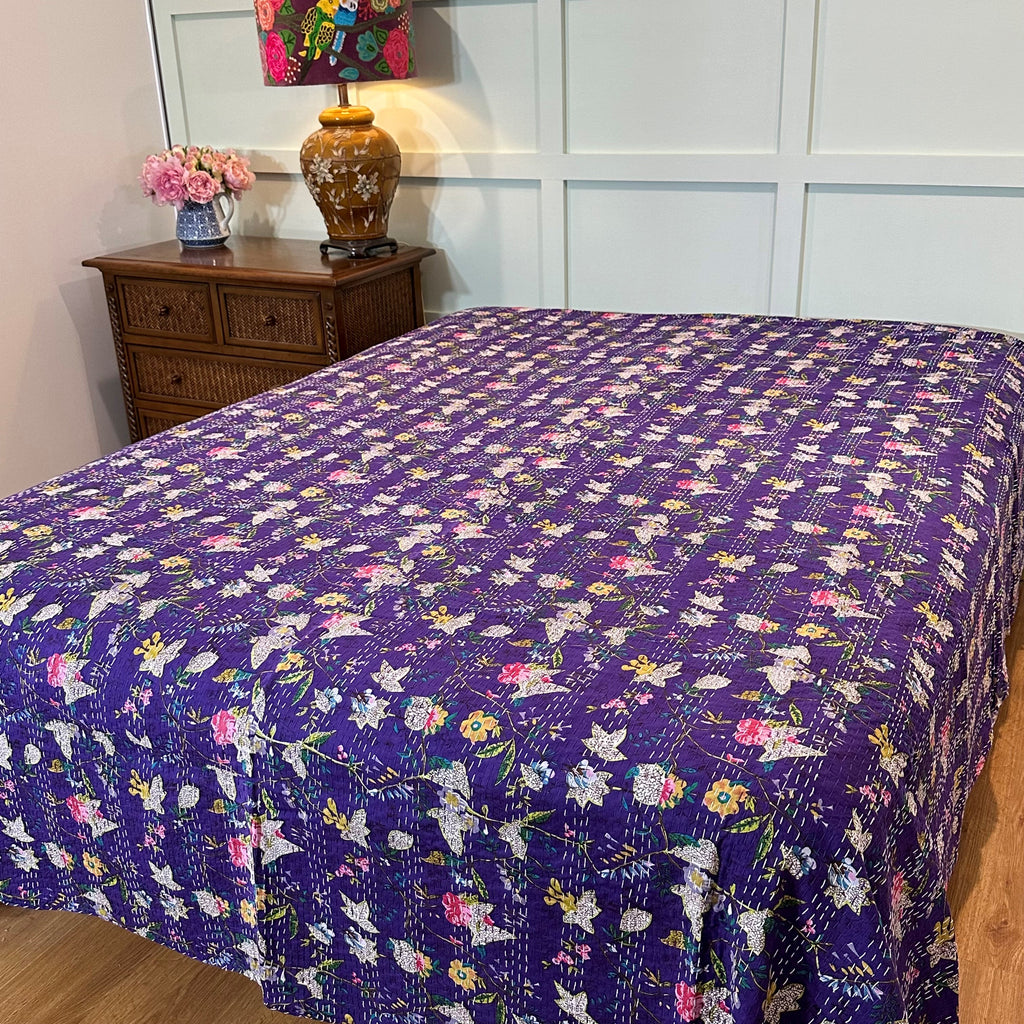 Bedspread coverlet No11 Purple on bed