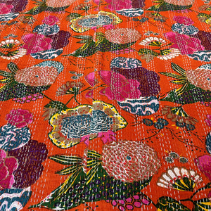 Bedspread coverlet No2 deep orange close-up