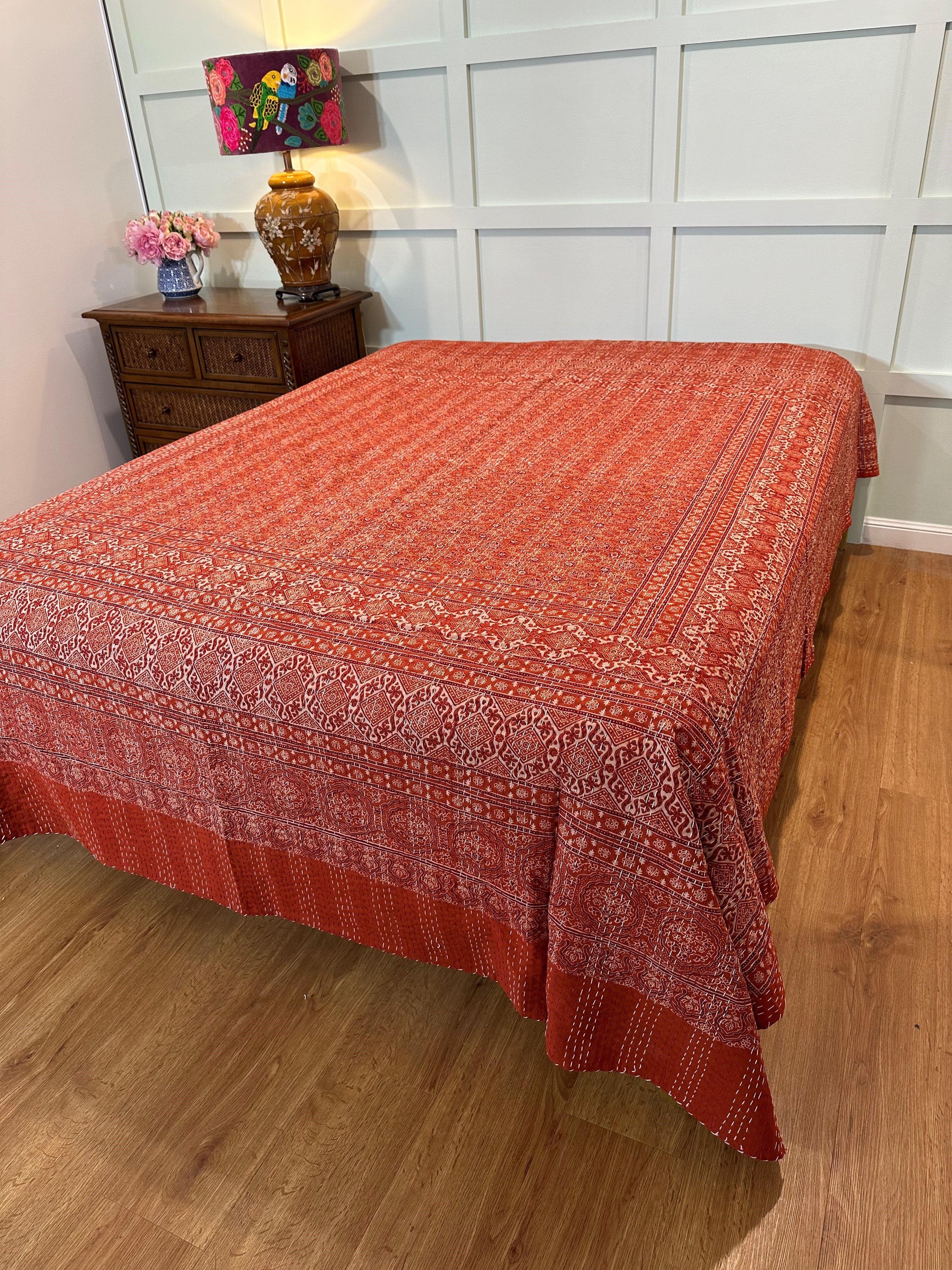 Navajo Rustic Bedspread Coverlet on Bed