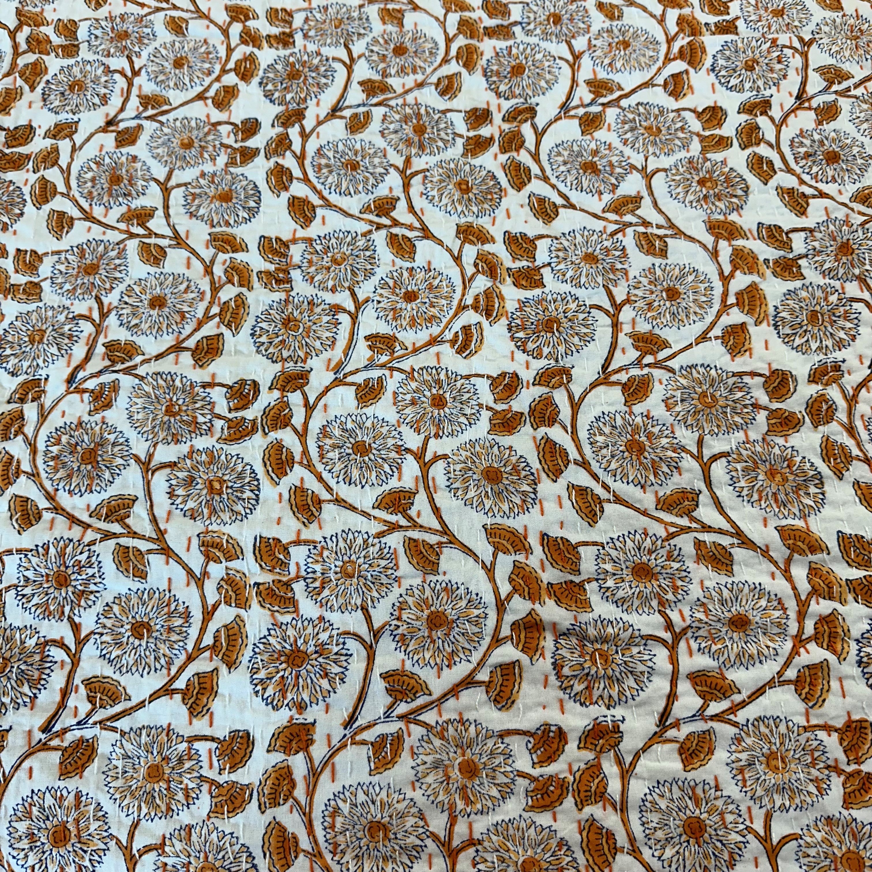 Orange Vine Bedspread Coverlet Close-Up