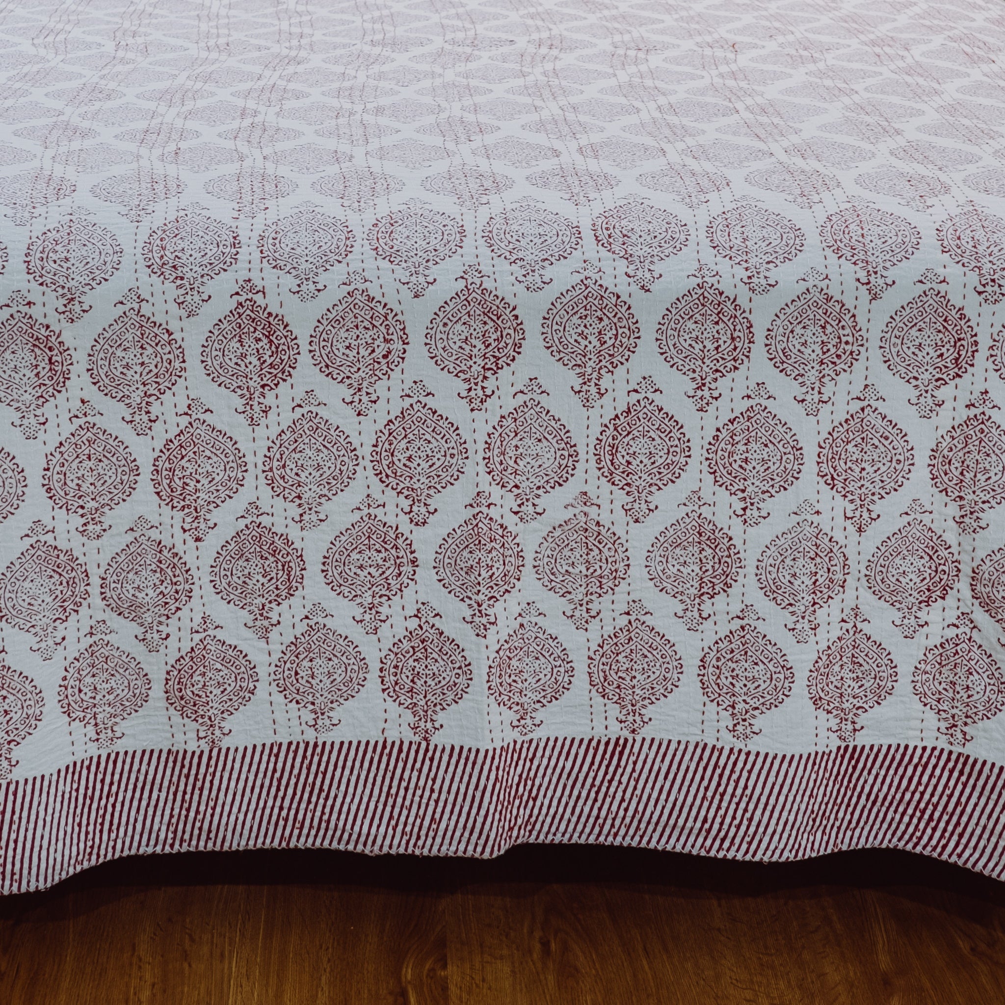 Moroccan Red Bedspread / Coverlet Close-up