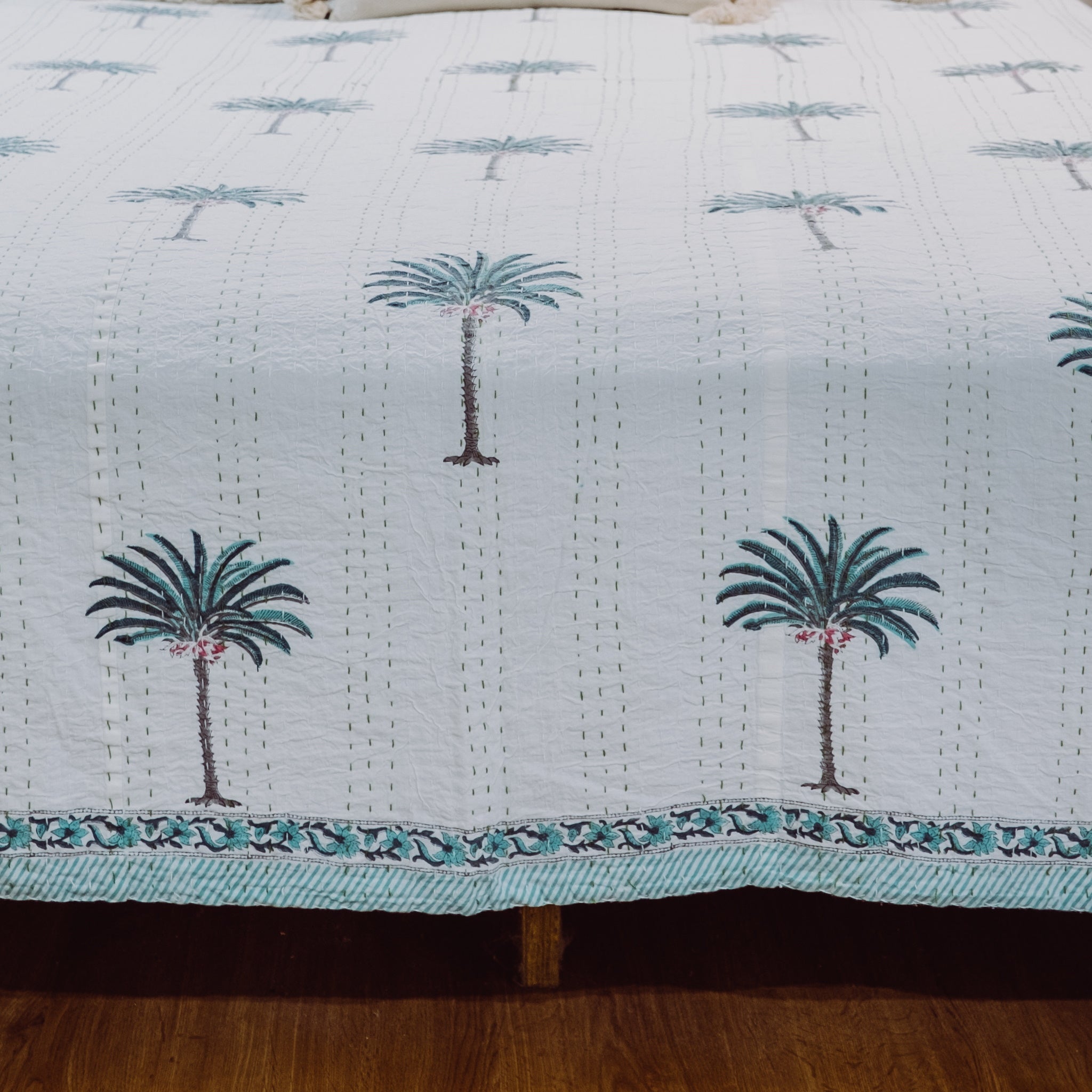 Port Douglas Mint Bedspread Coverlet  Close-up