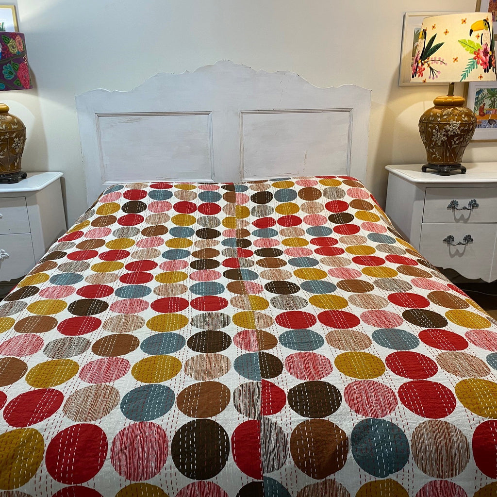 Retro Red Bedspread Coverlet  on Bed