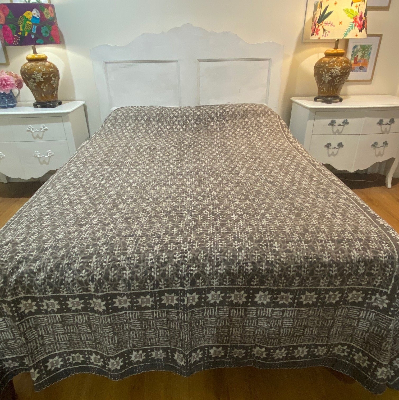 Snow Flakes Bedspread Coverlet on Bed